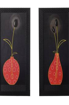 Set of 2 Floral Pot Satin Matt Texture UV Art Painting