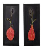 Set of 2 Floral Pot Satin Matt Texture UV Art Painting