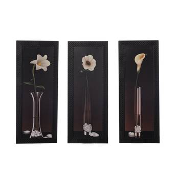 Set of 3 Floral Satin Matt Texture UV Art Painting 1