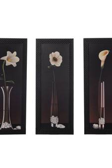 Set of 3 Floral Satin Matt Texture UV Art Painting