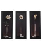 Set of 3 Floral Satin Matt Texture UV Art Painting