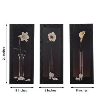 Set of 3 Floral Satin Matt Texture UV Art Painting 3