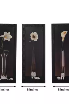 Set of 3 Floral Satin Matt Texture UV Art Painting