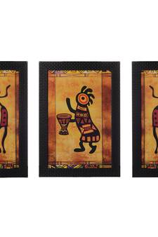 Set of 3 Abstract Tribals Satin Matt Texture UV Art Painting