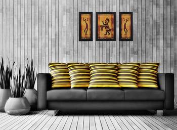 Set of 3 Abstract Tribals Satin Matt Texture UV Art Painting 2