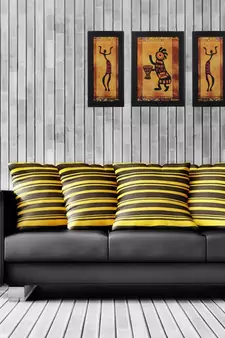 Set of 3 Abstract Tribals Satin Matt Texture UV Art Painting