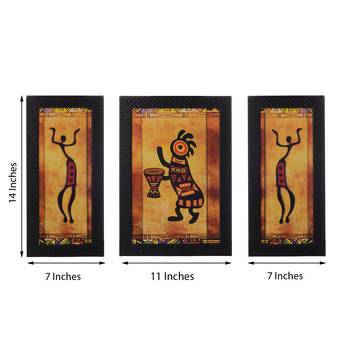 Set of 3 Abstract Tribals Satin Matt Texture UV Art Painting 3