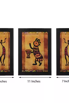 Set of 3 Abstract Tribals Satin Matt Texture UV Art Painting