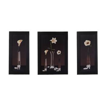 Set of 3 Floral Glass Pot Satin Matt Texture UV Art Painting 1