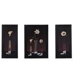 Set of 3 Floral Glass Pot Satin Matt Texture UV Art Painting