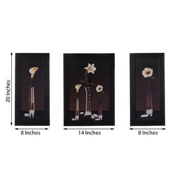 Set of 3 Floral Glass Pot Satin Matt Texture UV Art Painting 3
