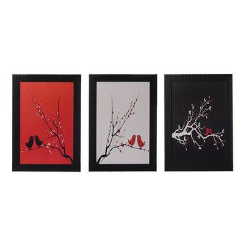 Set of 3 Abstract Tree View Satin Matt Texture UV Art Painting 1