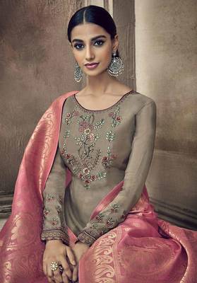 Light-brown embroidered viscose salwar 2
