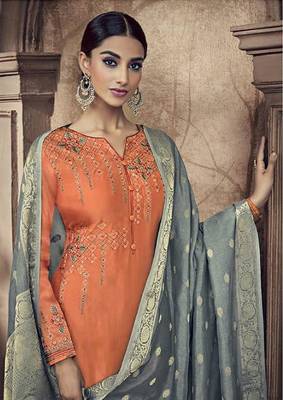Orange embroidered viscose salwar 2