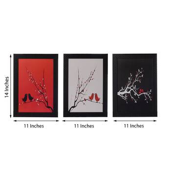 Set of 3 Abstract Tree View Satin Matt Texture UV Art Painting 3