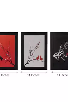 Set of 3 Abstract Tree View Satin Matt Texture UV Art Painting