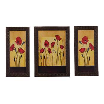 Set of 3 Floral Satin Matt Texture UV Art Painting 1