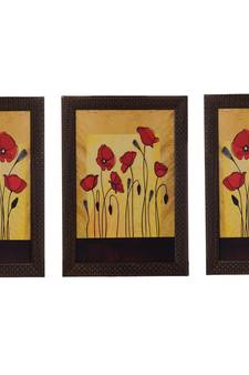 Set of 3 Floral Satin Matt Texture UV Art Painting