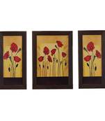 Set of 3 Floral Satin Matt Texture UV Art Painting