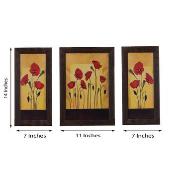 Set of 3 Floral Satin Matt Texture UV Art Painting 3