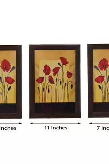 Set of 3 Floral Satin Matt Texture UV Art Painting
