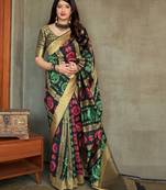 Black woven banarasi silk saree with blouse