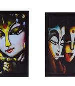 Set of 2 Radha Krishna Satin Matt Texture UV Art Painting