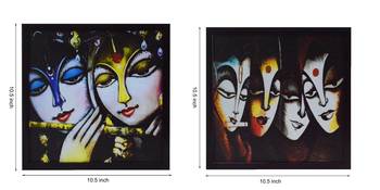 Set of 2 Radha Krishna Satin Matt Texture UV Art Painting 2