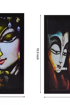 Set of 2 Radha Krishna Satin Matt Texture UV Art Painting
