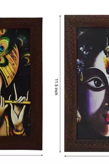 Set of 2 Radha Krishna Satin Matt Texture UV Art Painting