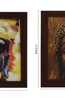 Set of 2 Meditating Buddha Satin Matt Texture UV Art Painting