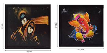 Set of Lord Ganesha and Radha Krishna Satin Matt Texture UV Art Painting 3