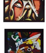 Set of 2 Radha Krishna Satin Matt Texture UV Art Painting