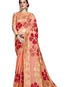 Orange woven art silk saree with blouse