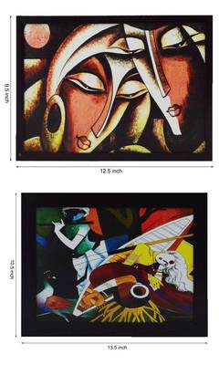 Set of 2 Radha Krishna Satin Matt Texture UV Art Painting 2