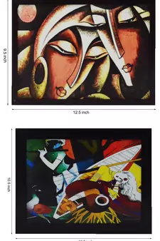 Set of 2 Radha Krishna Satin Matt Texture UV Art Painting