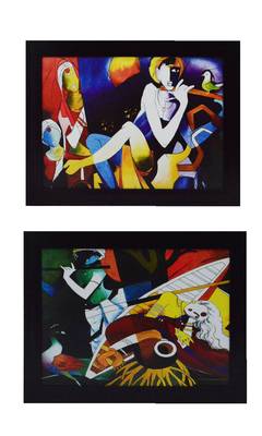 Set of 2 Radha Krishna Satin Matt Texture UV Art Painting 1
