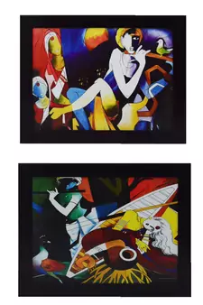 Set of 2 Radha Krishna Satin Matt Texture UV Art Painting