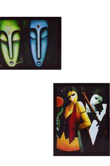 Set of 2 Radha Krishna Satin Matt Texture UV Art Painting