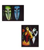 Set of 2 Radha Krishna Satin Matt Texture UV Art Painting