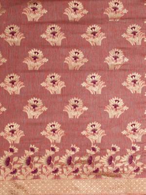 Pink woven art silk saree with blouse 4