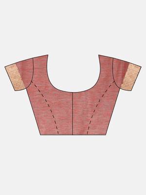 Pink woven art silk saree with blouse 5