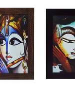 Set of 2 Radha Krishna Satin Matt Texture UV Art Painting