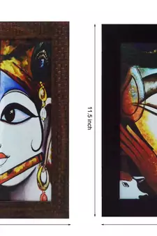 Set of 2 Radha Krishna Satin Matt Texture UV Art Painting