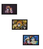 Set of 3 Radha Krishna Satin Matt Texture UV Art Painting