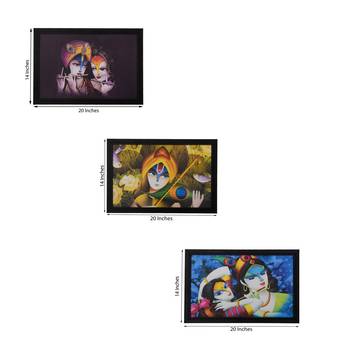 Set of 3 Radha Krishna Satin Matt Texture UV Art Painting 2