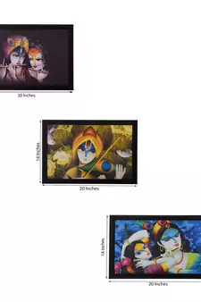 Set of 3 Radha Krishna Satin Matt Texture UV Art Painting