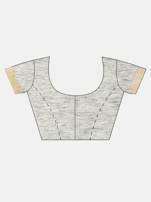 Grey woven art silk saree with blouse 5