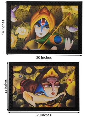 Set of 2 Radha Krishna Themed Satin Matt Texture UV Art Painting 2