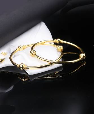 Gold Plain Bangles Set Of 2 3